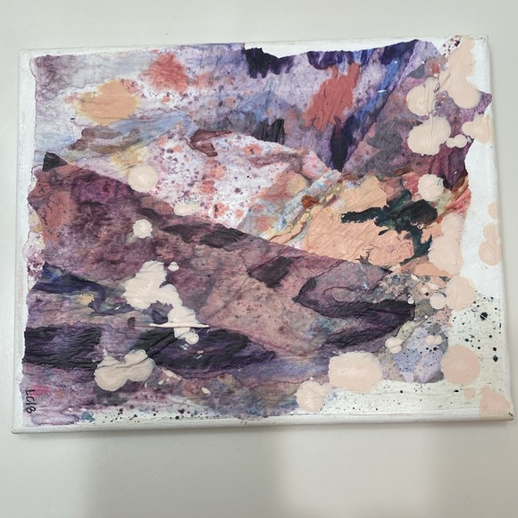 Original Abstract Purple & Pink Canvas Mixed Media Art Signed by Linda Colletta - Picture 2 of 7